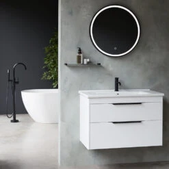 Britton Bathrooms Hoxton Floorstanding Bath Shower Mixer Tap - Matt Black 8 Britton Bathrooms Hoxton Floorstanding Bath Shower Mixer Tap - Matt Black -Vado Sale Store britton bathrooms hoxton matt black frame led mirror 600mm lifestyle 1