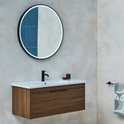 Britton Bathrooms Hoxton Slim Basin Mixer Tap - Matt Black 22 Britton Bathrooms Hoxton Slim Basin Mixer Tap - Matt Black -Vado Sale Store britton bathrooms hoxton matt black frame led mirror 800mm lifestyle 2