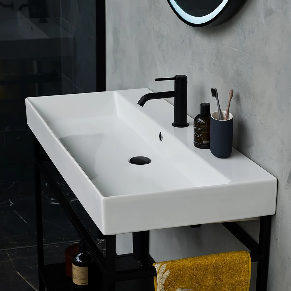 Britton Bathrooms Hoxton Slim Basin Mixer Tap - Matt Black 4 Britton Bathrooms Hoxton Slim Basin Mixer Tap - Matt Black - Image 2
