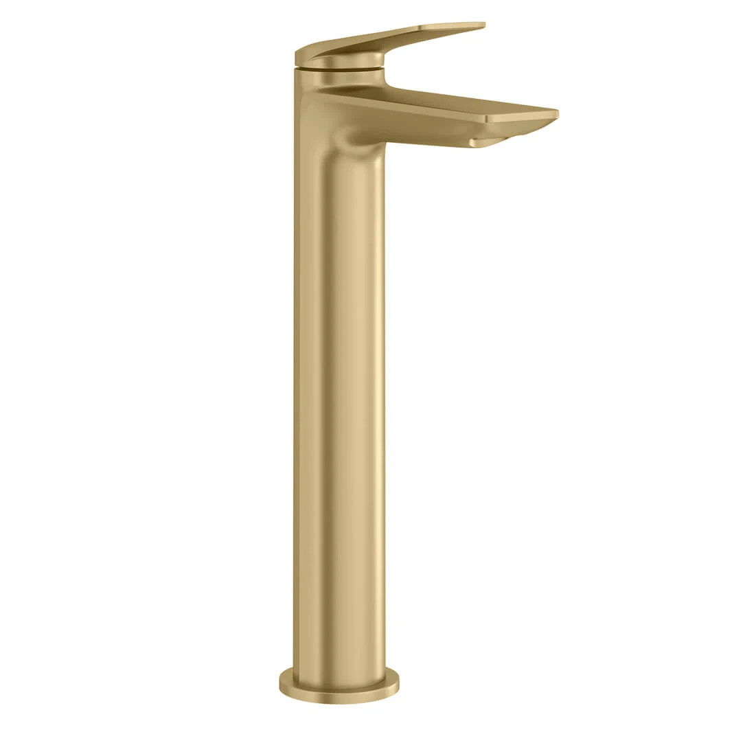 Britton Bathrooms Greenwich Tall Basin Mixer Tap - Brushed Brass 3 Britton Bathrooms Greenwich Tall Basin Mixer Tap - Brushed Brass