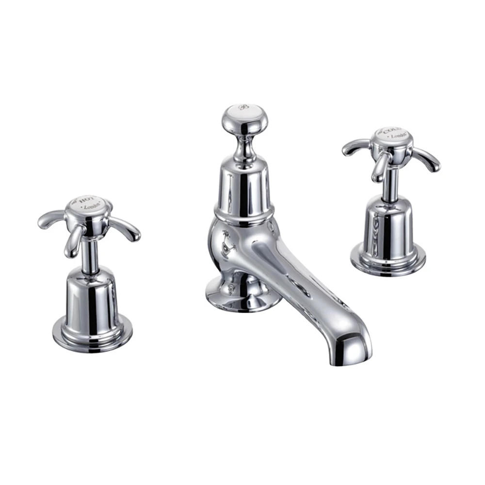 Burlington Anglesey Regent 3 Tap Hole Basin Mixer With Pop-up Waste 3 Burlington Anglesey Regent 3 Tap Hole Basin Mixer With Pop-up Waste