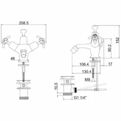 Burlington Anglesey Bidet Mixer Tap With Pop Up Waste -Vado Sale Store burlington anglesey bidet tap waste an13qt tech