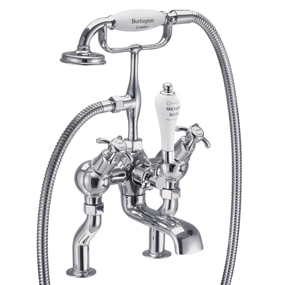 Burlington Anglesey Deck Mounted Bath Shower Mixer With Straight Valves 3 Burlington Anglesey Deck Mounted Bath Shower Mixer With Straight Valves