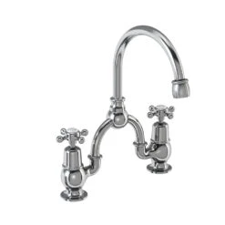 Burlington Claremont Regent 2 Tap Hole Arch Basin Mixer With Curved Spout