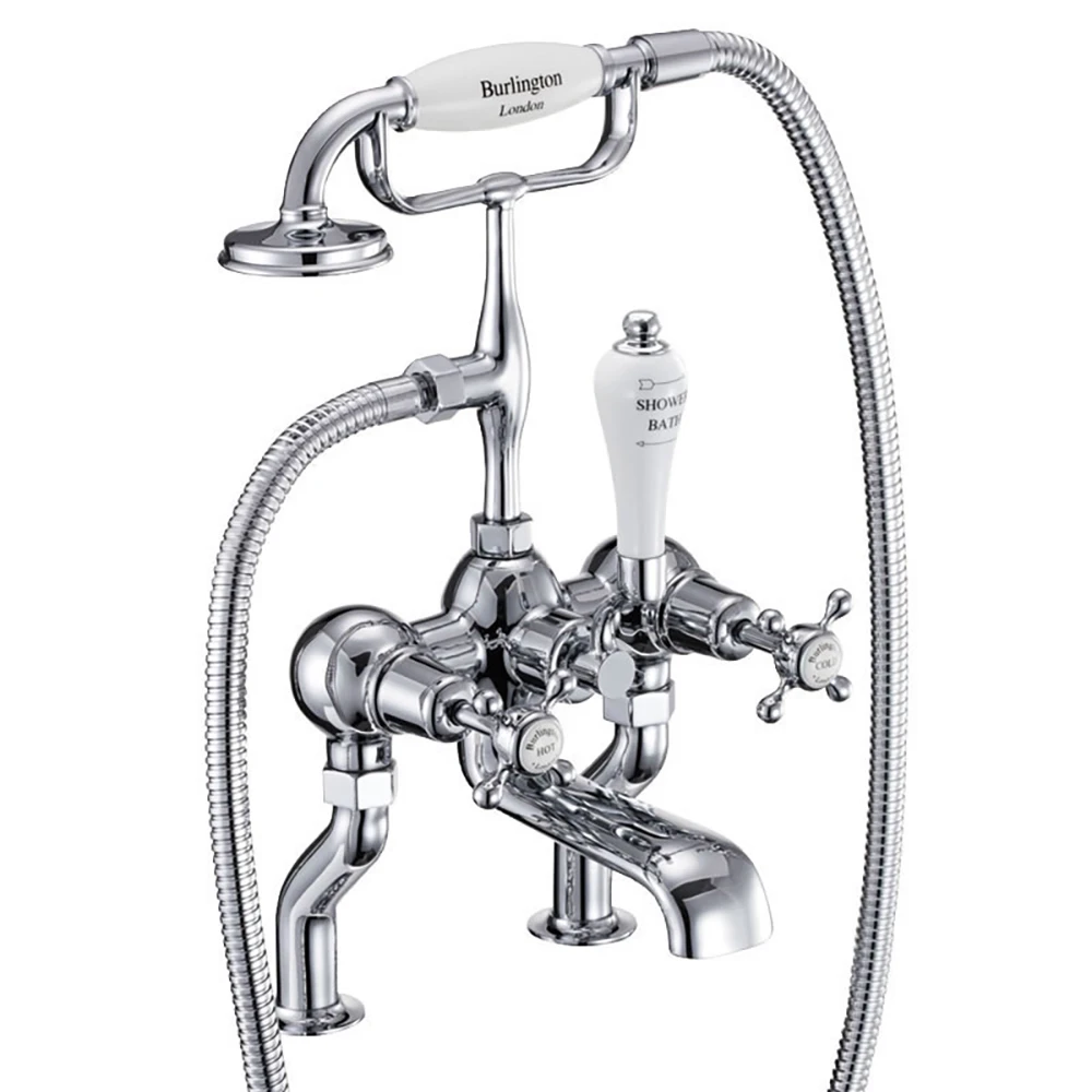 Burlington Claremont Deck Mounted Bath Shower Mixer With Angled Valves 4 Burlington Claremont Deck Mounted Bath Shower Mixer With Angled Valves - Image 2