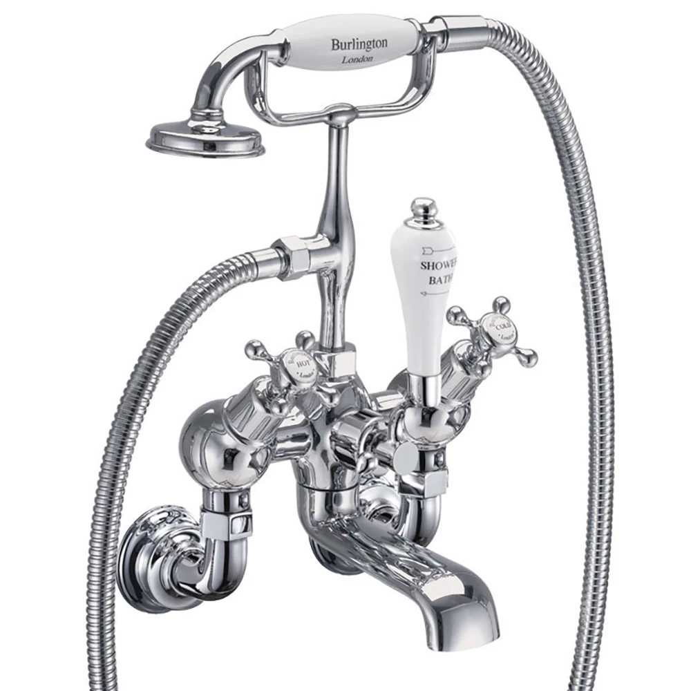 Burlington Claremont Regent Tall Wall Mounted Bath Shower Mixer With Angled Valves 4 Burlington Claremont Regent Tall Wall Mounted Bath Shower Mixer With Angled Valves - Image 2