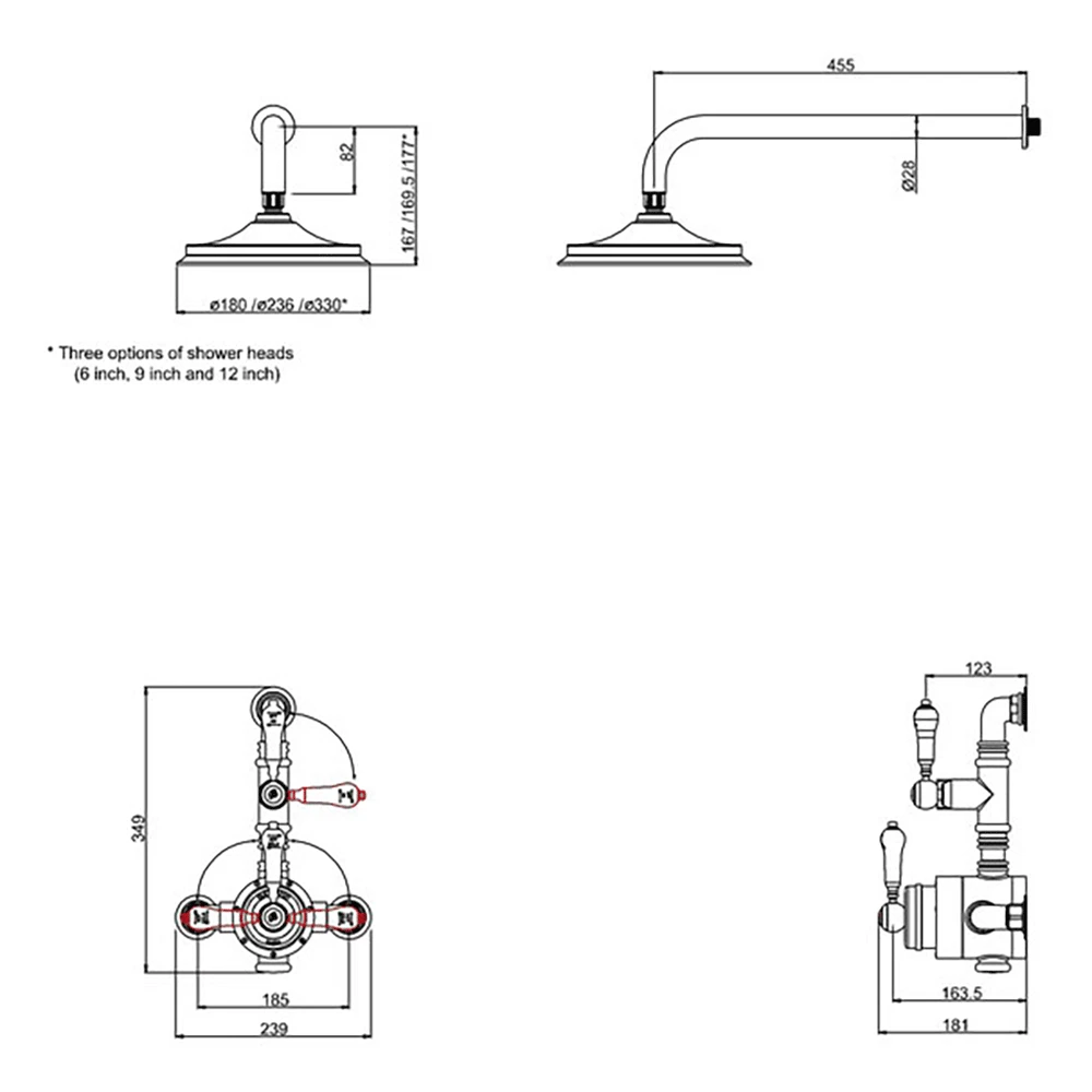 Burlington Stour Exposed Thermostatic Shower Valve With 12" Fixed Shower Head 4 Burlington Stour Exposed Thermostatic Shower Valve With 12" Fixed Shower Head - Image 2