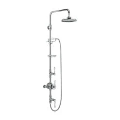 Burlington Stour Exposed Thermostatic Shower Valve With 12" Fixed Shower Head, Ceramic Shower Handset And Rigid Riser