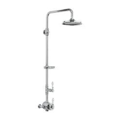 Burlington Stour Exposed Thermostatic Shower Valve With 12" Fixed Shower Head And Rigid Riser