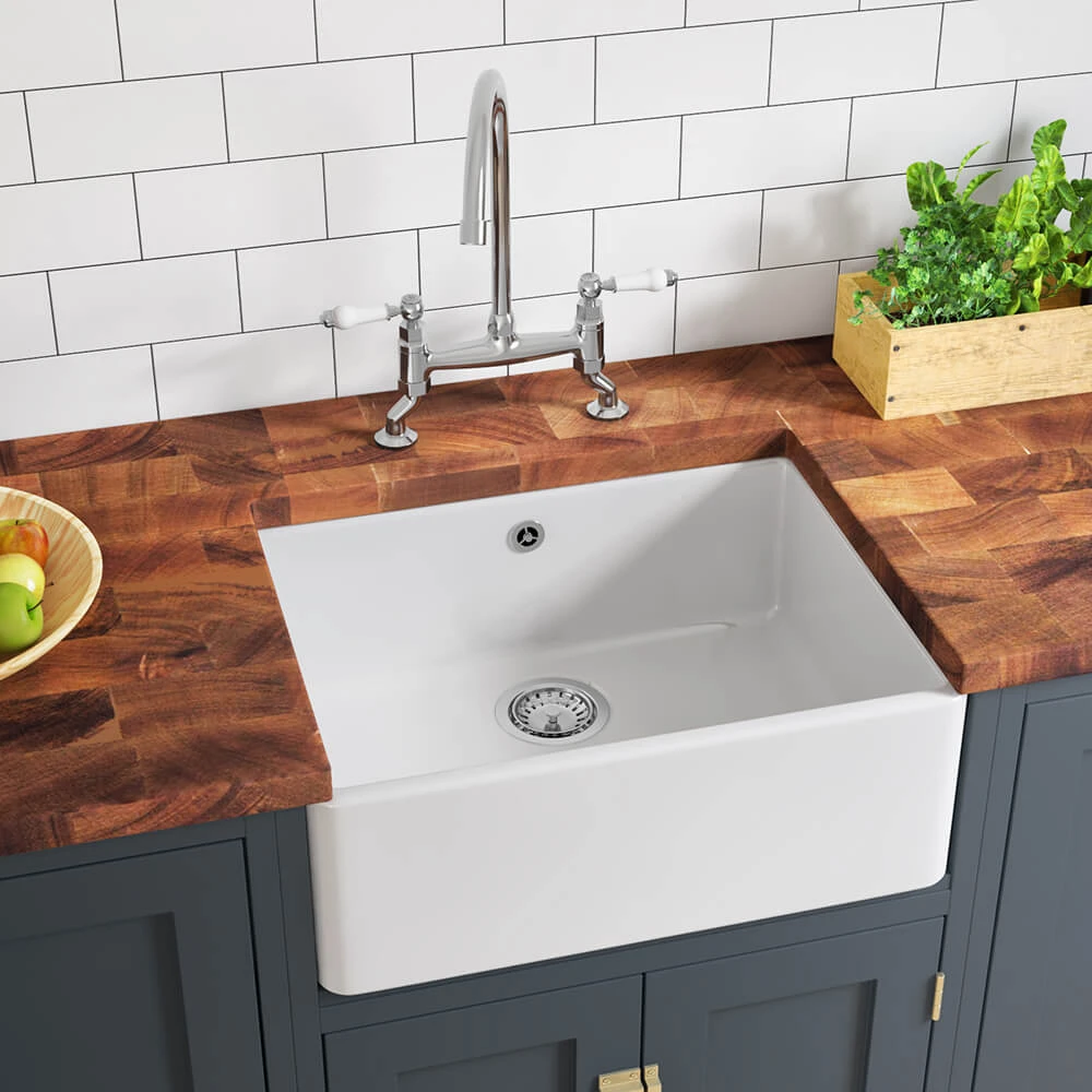 Butler & Rose Ceramic Fireclay Belfast / Butler Kitchen Sink With Waste - 595 X 450mm 6 Butler & Rose Ceramic Fireclay Belfast / Butler Kitchen Sink With Waste - 595 X 450mm - Image 4