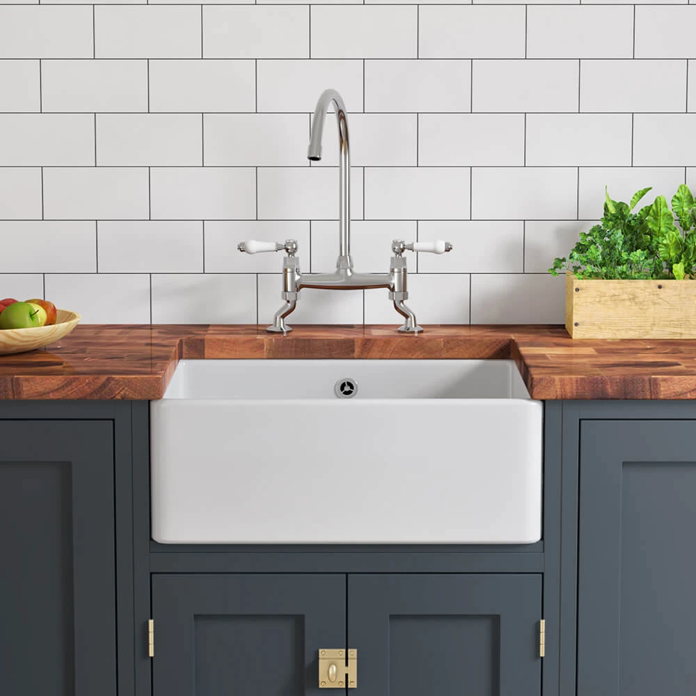 Butler & Rose Ceramic Fireclay Belfast / Butler Kitchen Sink With Waste - 595 X 450mm 3 Butler & Rose Ceramic Fireclay Belfast / Butler Kitchen Sink With Waste - 595 X 450mm