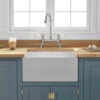 Butler & Rose Ceramic Fireclay Belfast Traditional Kitchen Sink With Weir Overflow & Basket Strainer Waste - 595 X 455mm