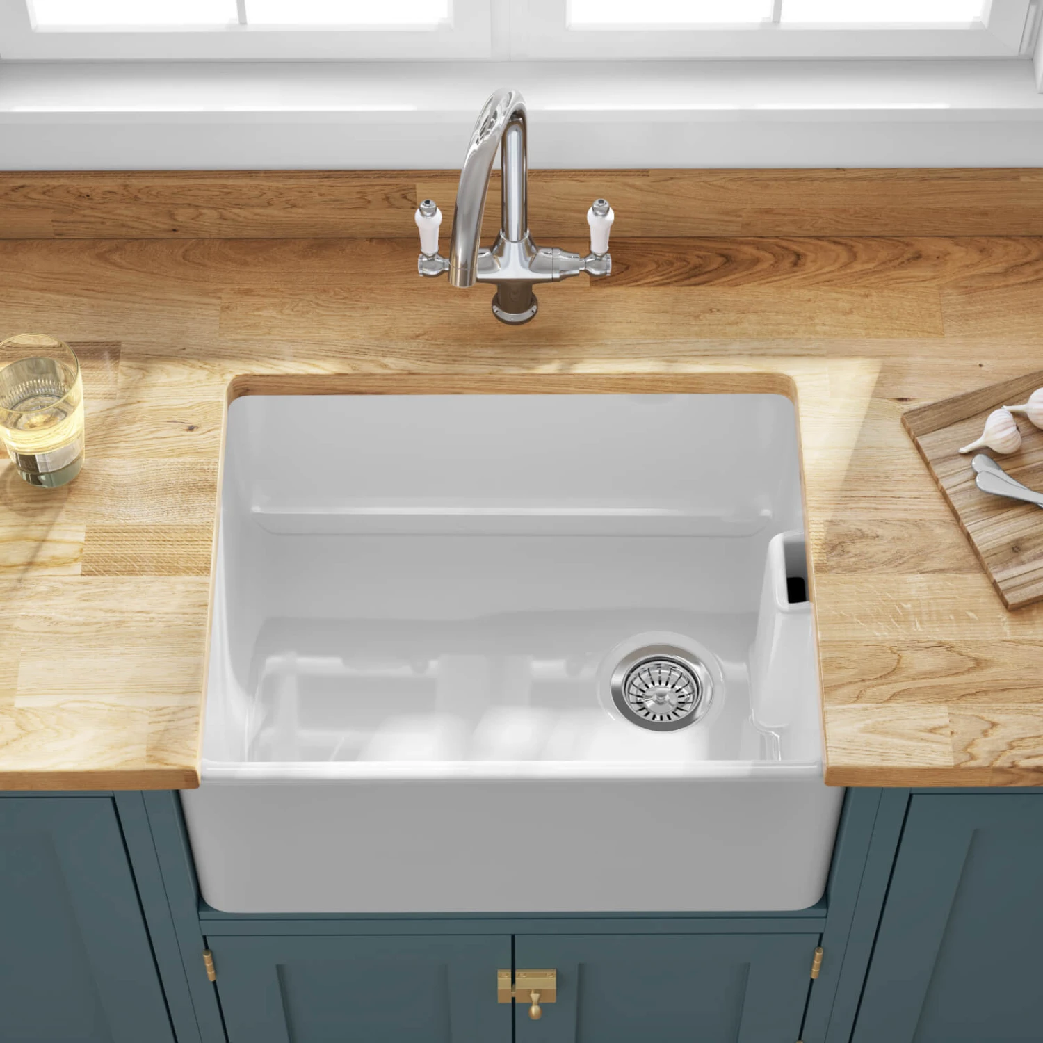 Butler & Rose Belfast Butler Kitchen Sink With Victoria Kitchen Tap & Basket Strainer Waste 7 Butler & Rose Belfast Butler Kitchen Sink With Victoria Kitchen Tap & Basket Strainer Waste - Image 5