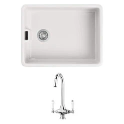 Butler & Rose Belfast Butler Kitchen Sink With Victoria Kitchen Tap & Basket Strainer Waste