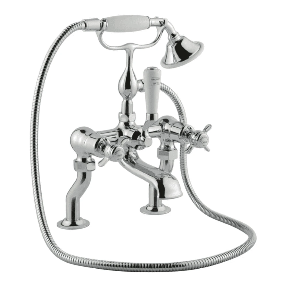 Butler & Rose Caledonia Crosshead Floorstanding Bath Shower Mixer With Shower Kit - Nickel 5 Butler & Rose Caledonia Crosshead Floorstanding Bath Shower Mixer With Shower Kit - Nickel - Image 3