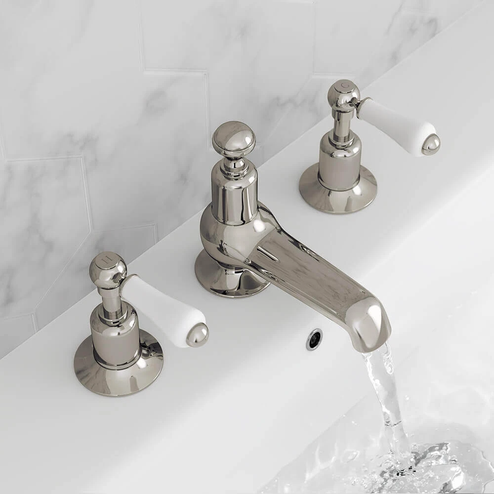 Butler & Rose Caledonia Lever 3 Hole Long Nose Basin Mixer - Nickel 4 Butler & Rose Caledonia Lever 3 Hole Long Nose Basin Mixer - Nickel - Image 2