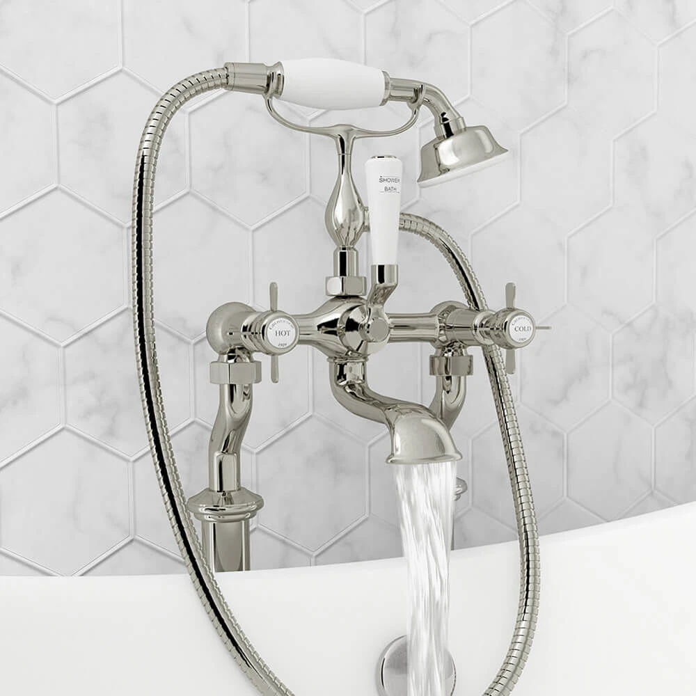 Butler & Rose Caledonia Pinch Bath Shower Mixer With Shower Kit - Chrome 4 Butler & Rose Caledonia Pinch Bath Shower Mixer With Shower Kit - Chrome - Image 2