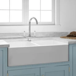 Butler & Rose Ceramic Fireclay Double Belfast Kitchen Sink & Waste - 795 X 500mm -Vado Sale Store butler and rose double belfast sink lifestyle12