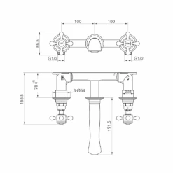 Butler & Rose Beatrice Brushed Brass Wall Mounted Basin Mixer Tap -Vado Sale Store butler rose beatrice brass wall basin tap tech