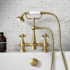 Butler & Rose Beatrice Brushed Brass Bath Shower Mixer & Kit -Vado Sale Store butler rose beatrice brushed brass bath shower mixer kit1