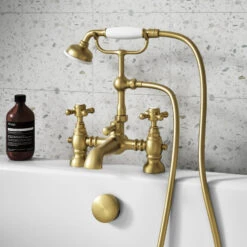 Butler & Rose Beatrice Brushed Brass Bath Shower Mixer & Kit