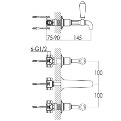 Butler & Rose Caledonia Lever 3 Hole Wall Mounted Basin Mixer - Chrome 9 Butler & Rose Caledonia Lever 3 Hole Wall Mounted Basin Mixer - Chrome -Vado Sale Store butler rose caledonia 3hole wall basin tap tech