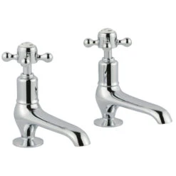 Butler & Rose Caledonia Crosshead Long Nose Basin Pillar Taps - Nickel