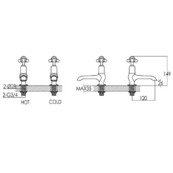 Butler & Rose Caledonia Crosshead Long Nose Basin Pillar Taps - Nickel 7 Butler & Rose Caledonia Crosshead Long Nose Basin Pillar Taps - Nickel -Vado Sale Store butler rose caledonia cross basin pillar taps tech