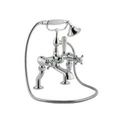 Butler & Rose Caledonia Crosshead Bath Shower Mixer With Shower Kit - Chrome -Vado Sale Store butler rose caledonia cross deck bath shower mixer