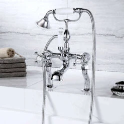 Butler & Rose Caledonia Crosshead Bath Shower Mixer With Shower Kit - Chrome