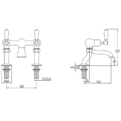 Butler & Rose Caledonia Lever Deck Mounted Bath Filler - Nickel 7 Butler & Rose Caledonia Lever Deck Mounted Bath Filler - Nickel -Vado Sale Store butler rose caledonia lever deck bath filler tech