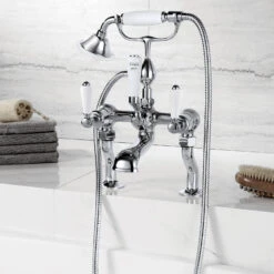 Butler & Rose Caledonia Lever Bath And Shower Mixer Tap With Shower Kit - Chrome