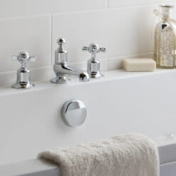 Butler & Rose Caledonia Pinch 3 Hole Deck Mounted Bath Filler - Chrome