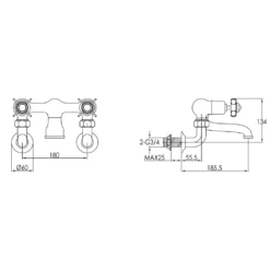 Butler & Rose Caledonia Pinch Wall Mounted Bath Filler - Nickel -Vado Sale Store butler rose caledonia pinch wall bath filler tech