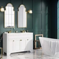 Butler & Rose Aged Brass Mirror - 500 X 830mm -Vado Sale Store butler rose curved mirror aged brass lifestyle2