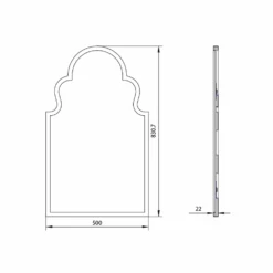 Butler & Rose Aged Brass Mirror - 500 X 830mm -Vado Sale Store butler rose mirror 500x830mm technical drawing