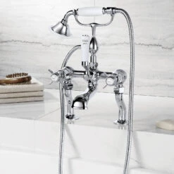 Butler & Rose Caledonia Pinch Bath Shower Mixer With Shower Kit - Chrome