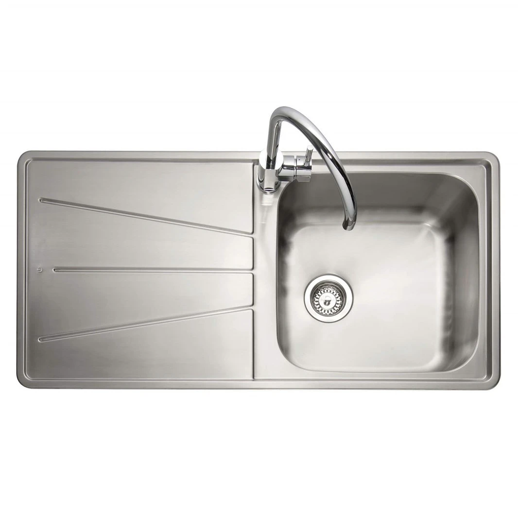 Caple Blaze 1 Bowl Satin Stainless Steel Sink & Waste Kit With Left Hand Drainer - 1000 X 500mm 4 Caple Blaze 1 Bowl Satin Stainless Steel Sink & Waste Kit With Left Hand Drainer - 1000 X 500mm - Image 2