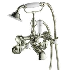 Butler & Rose Caledonia Pinch Wall Mounted Bath Mixer With Shower Kit - Nickel -Vado Sale Store caledonia pinch wall mounted bath shower mixer nickel cutout