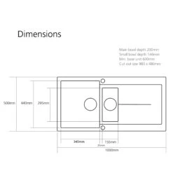 Caple Canis 1.5 Bowl Pebble Grey Granite Composite Kitchen Sink & Waste Kit With Reversible Drainer - 1000 X 500mm -Vado Sale Store can150 tech