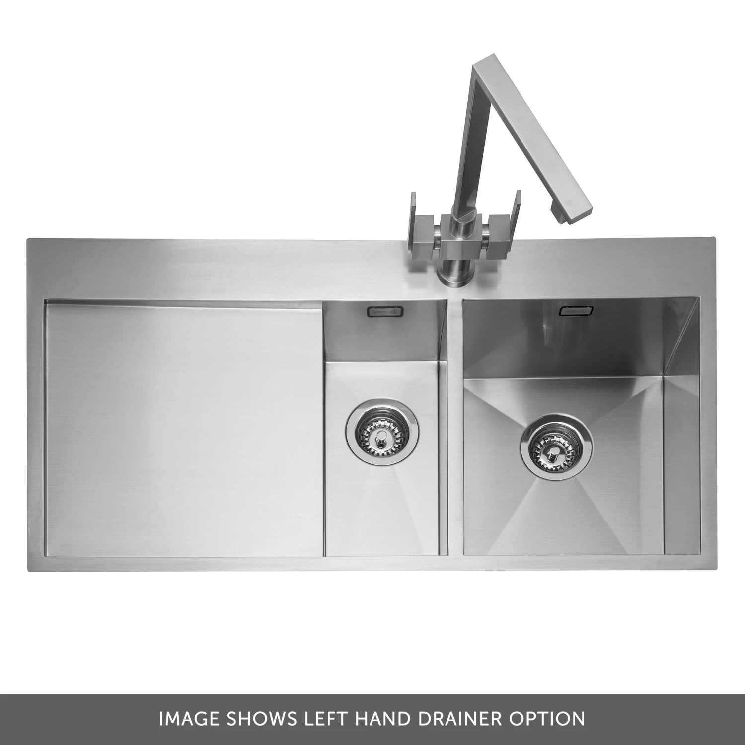 Caple Cubit 1.5 Bowl Satin Stainless Steel Sink & Waste Kit With Right Hand Drainer - 1000 X 520mm 5 Caple Cubit 1.5 Bowl Satin Stainless Steel Sink & Waste Kit With Right Hand Drainer - 1000 X 520mm - Image 3
