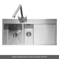 Caple Cubit 1.5 Bowl Satin Stainless Steel Sink & Waste Kit With Right Hand Drainer - 1000 X 520mm