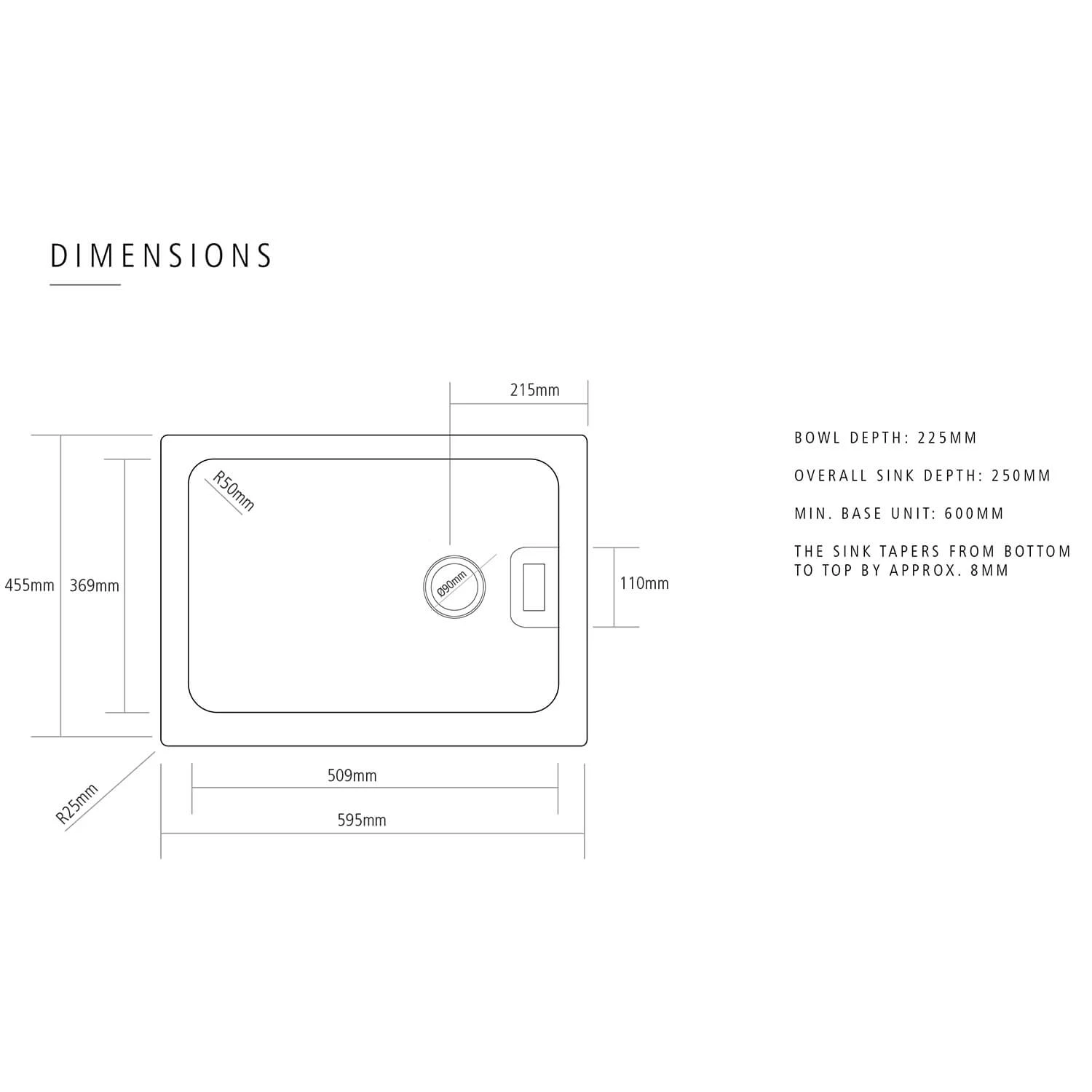 Caple Belfast 1 Bowl Grey Granite Composite Kitchen Sink - 595 X 455mm 5 Caple Belfast 1 Bowl Grey Granite Composite Kitchen Sink - 595 X 455mm - Image 3