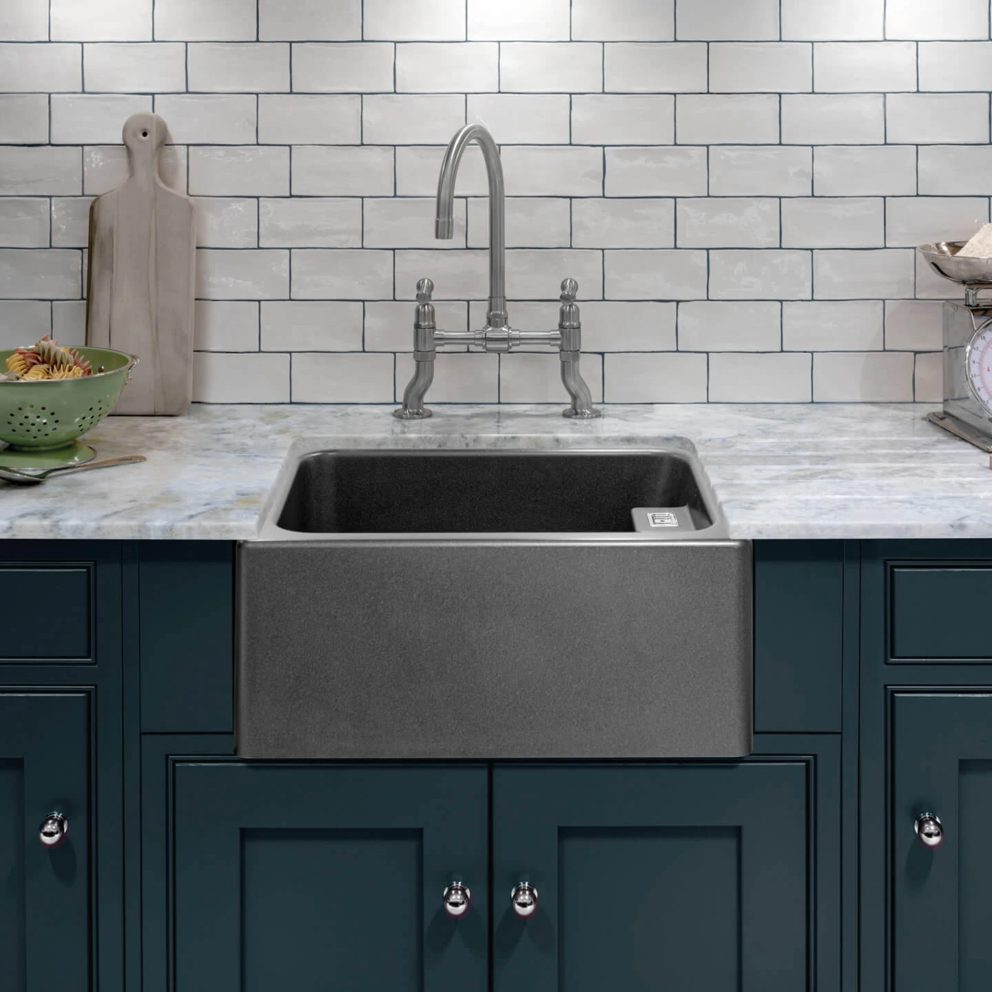 Caple Belfast 1 Bowl Grey Granite Composite Kitchen Sink - 595 X 455mm 3 Caple Belfast 1 Bowl Grey Granite Composite Kitchen Sink - 595 X 455mm