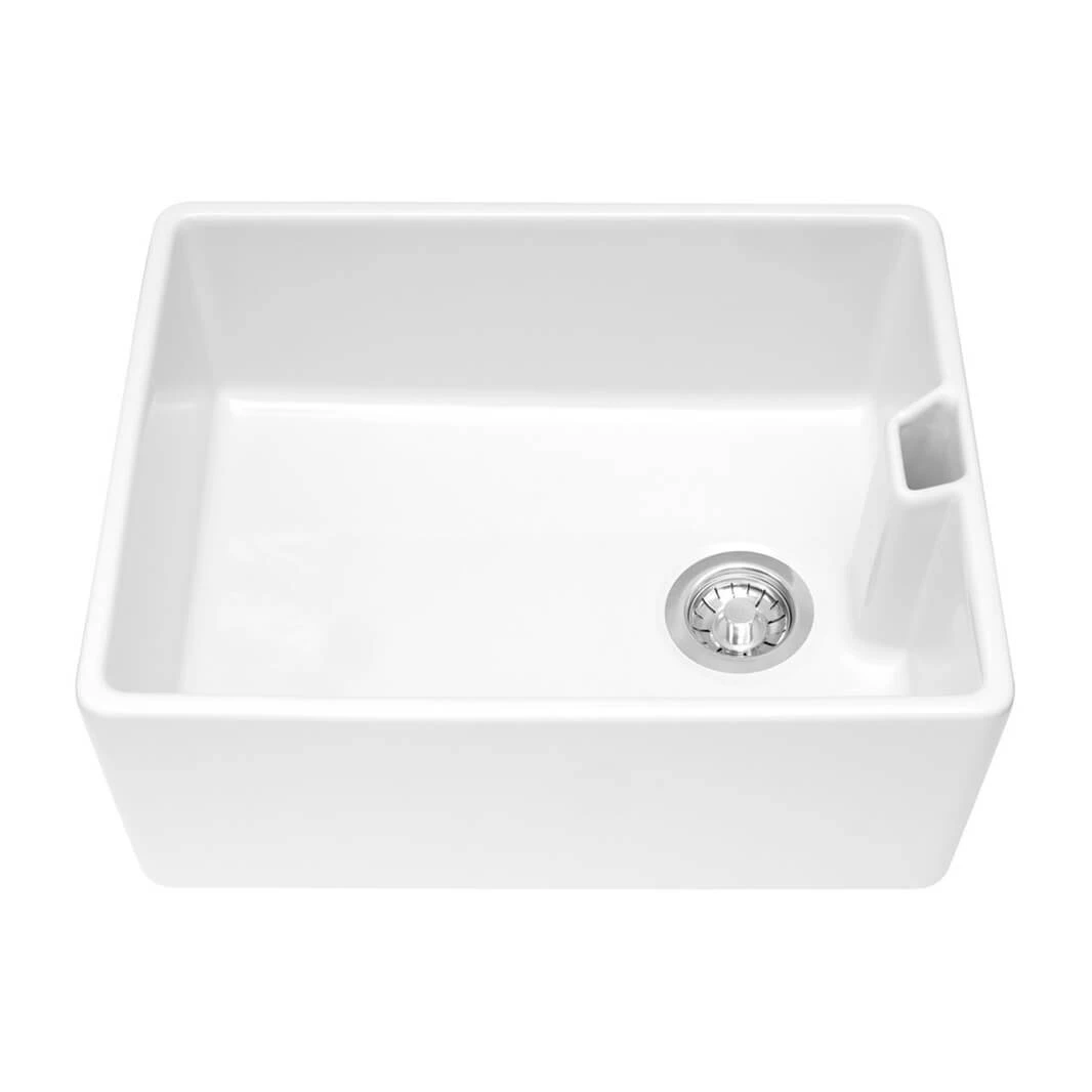 Caple Single Bowl White Ceramic Belfast Sink With Weir Overflow - 595 X 455mm 3 Caple Single Bowl White Ceramic Belfast Sink With Weir Overflow - 595 X 455mm