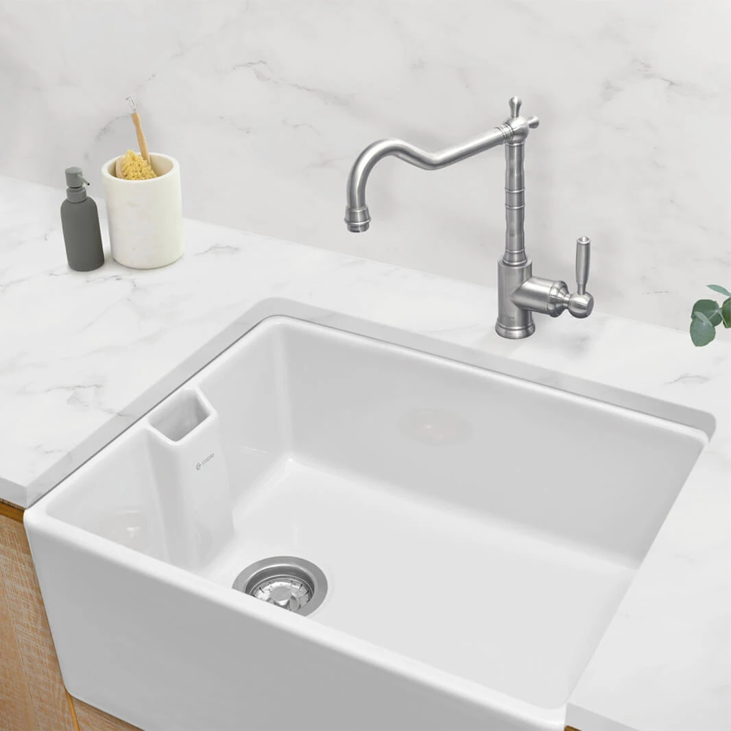 Caple Single Bowl White Ceramic Belfast Sink With Weir Overflow - 595 X 455mm 4 Caple Single Bowl White Ceramic Belfast Sink With Weir Overflow - 595 X 455mm - Image 2