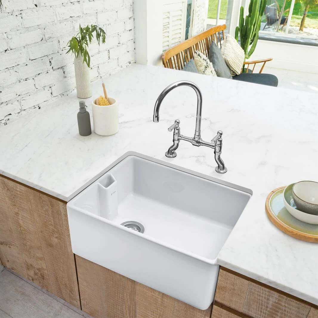 Caple Single Bowl White Ceramic Belfast Sink With Weir Overflow - 595 X 455mm 5 Caple Single Bowl White Ceramic Belfast Sink With Weir Overflow - 595 X 455mm - Image 3