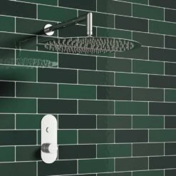 Christina Concealed Thermostatic Push Button Shower Valve & 300mm Fixed Shower Head - 150mm Ceiling Arm