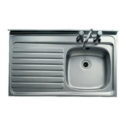 Clearwater Contract Lay-on Single Bowl Stainless Steel Sink With 2 Tap Holes & Square Front With Right Hand Drainer - 1000 X 500mm