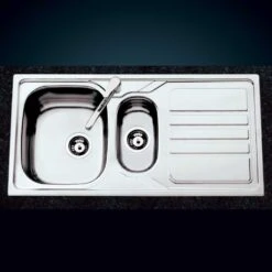 Clearwater Okio 1.5 Bowl Satin Stainless Steel Sink & Waste With Reversible Drainer - 1000 X 500mm -Vado Sale Store clearwater 7510423 lifestyle